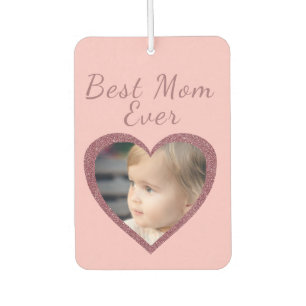 Désodorisant Pour Voiture Meilleure Maman Cœurs Roses Enfants Photo Personna