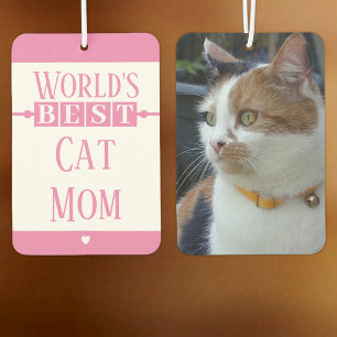 Désodorisant Pour Voiture Meilleure maman de chat ajouter une photo rose
