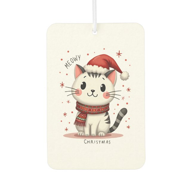 Désodorisant Pour Voiture Meowy Christmas Cat Lover Funny Festive Holidays C (Devant)