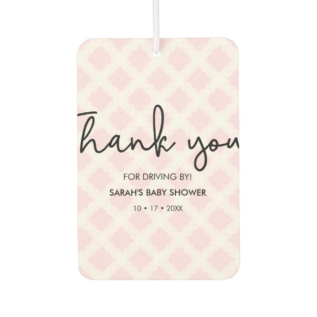 Désodorisant Pour Voiture Merci rose Conduire par Baby shower favoriser coeu (Devant)
