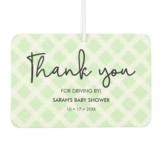 Désodorisant Pour Voiture Merci vert Conduire par Baby shower préférez coeur (Devant)