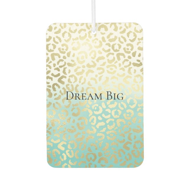 Désodorisant Pour Voiture Mint Aquarelle Ombre Glam Or Leopard (Devant)