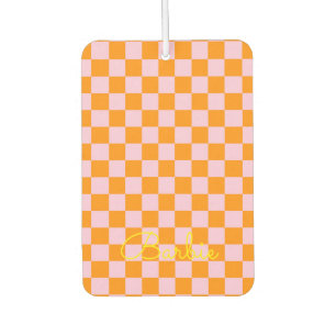 Désodorisant Pour Voiture Mod Damier Rose Orange Jaune NOM Prépa