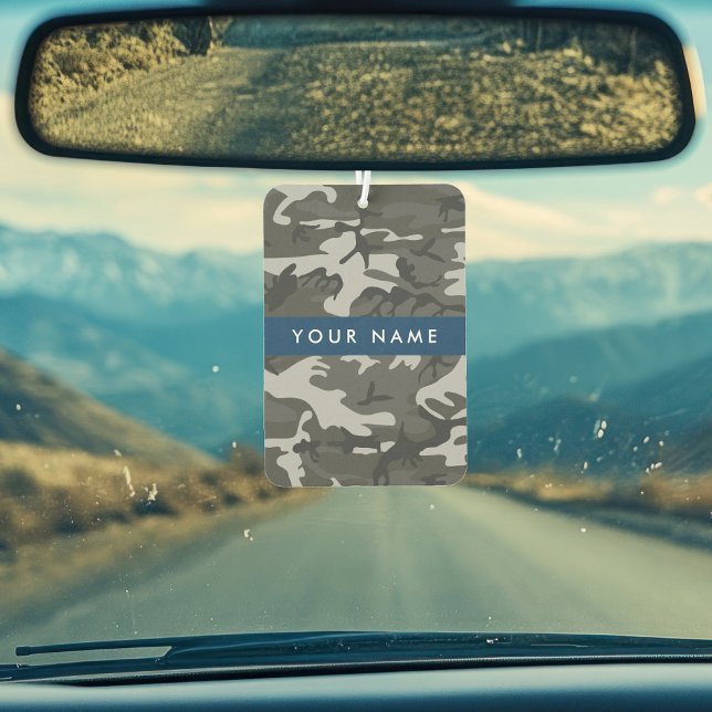 Désodorisant Pour Voiture Modèle de camouflage gris, Votre nom, Personnalise (Créateur téléchargé)