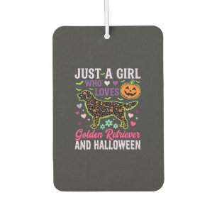 Désodorisant Pour Voiture Modèle de chien citrouille fille Halloween Golden 
