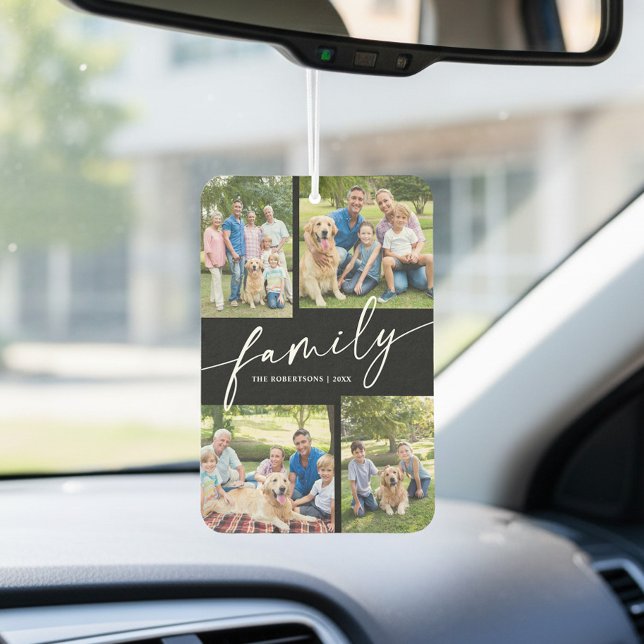 Désodorisant Pour Voiture Modern Photo Collage Family Script Custom (Créateur téléchargé)