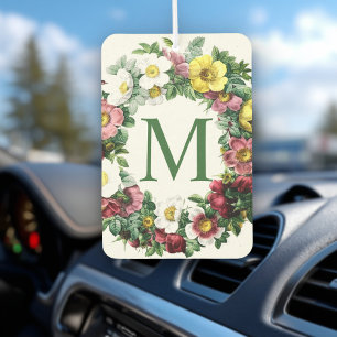 Désodorisant Pour Voiture Monogramme Couronne Florale Vintage
