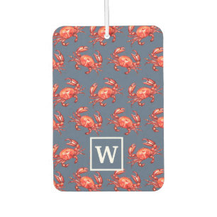 Désodorisant Pour Voiture Monogramme Crabe Motif bleu marine