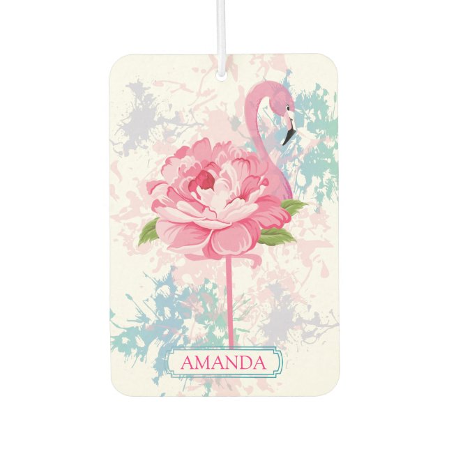 Désodorisant Pour Voiture Monogramme de flamingo peint à la main (Devant)