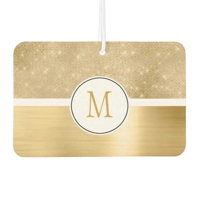 Désodorisant Pour Voiture Monogramme d'étincelle dorée (Devant)