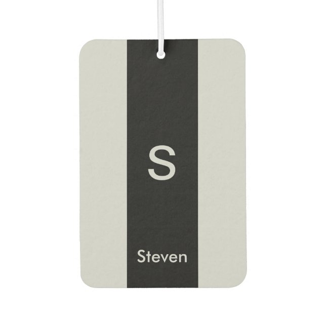 Désodorisant Pour Voiture Monogramme deux tons moderne noir et gris (Devant)
