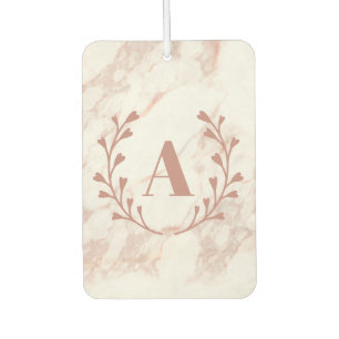Désodorisant Pour Voiture Monogramme en marbre rose Toute initiale et nom Ca
