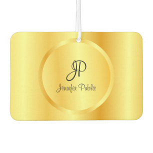 Désodorisant Pour Voiture Monogramme manuscrit Modèle d'or Faux