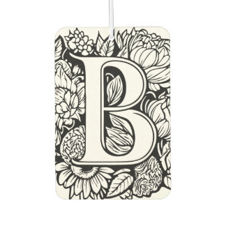 Désodorisant Pour Voiture Monogramme personnalisé Art de tatouage floral noi