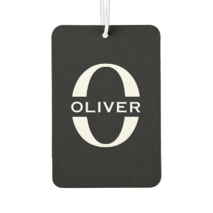 Désodorisant Pour Voiture Monogramme Personnalisé Noir Et Blanc Nom