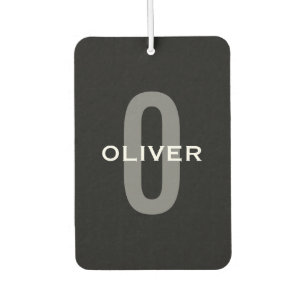 Désodorisant Pour Voiture Monogramme personnalisé noir gris blanc Nom