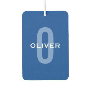 Désodorisant Pour Voiture Monogramme personnalisé Nom bleu blanc