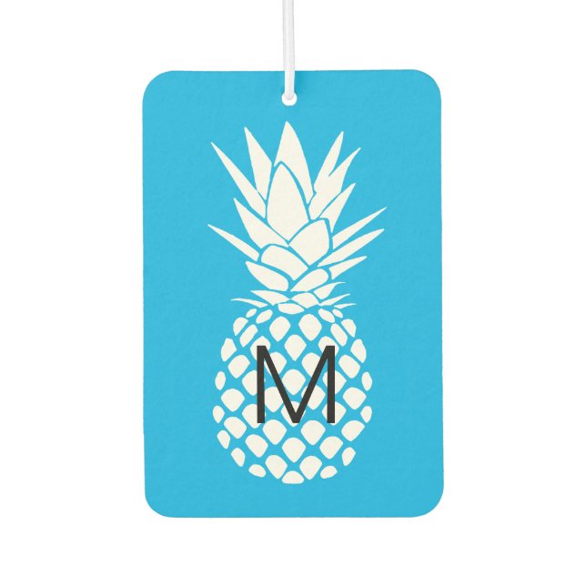 Désodorisant Pour Voiture monogramme sur ananas blanc (Devant)