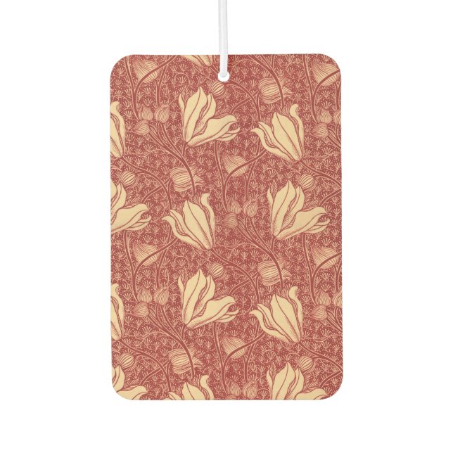 Désodorisant Pour Voiture Morris Inspiré Lily Flower Botanique Rouge Textile (Devant)