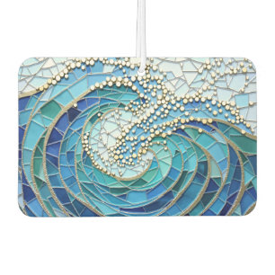 Désodorisant Pour Voiture Mosaïque Mer de Vagues Art