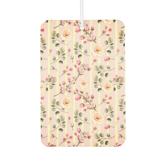 Désodorisant Pour Voiture Motif à rayures florales rose pâle (Devant)