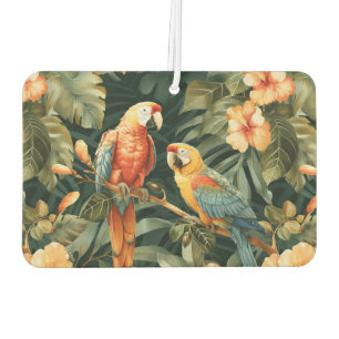 Désodorisant Pour Voiture Motif coloré d'oiseaux tropicaux et de fleurs