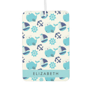 Désodorisant Pour Voiture Motif De Baleines, Baleines Bleues, Votre Nom