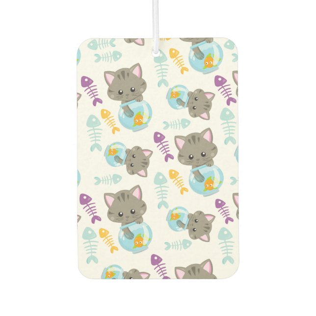 Désodorisant Pour Voiture Motif De Chats, Chats Mignons, Chatons, Poisson (Devant)
