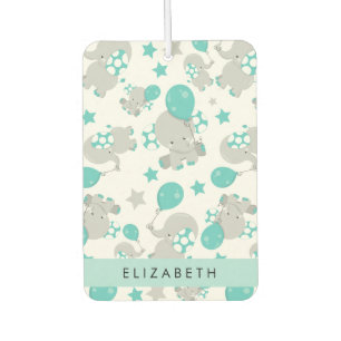Désodorisant Pour Voiture Motif D'Eléphants, Eléphants Mignons, Votre Nom