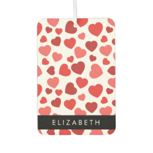 Désodorisant Pour Voiture Motif Des Coeurs, Coeurs Rouges, Votre Nom