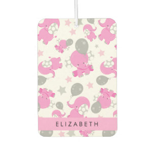 Désodorisant Pour Voiture Motif Des Eléphants Roses, Étoiles, Votre Nom