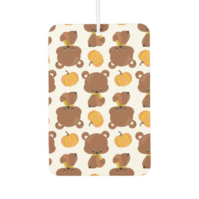 Désodorisant Pour Voiture Motif D'Ours, Ours Mignons, Automne, Citrouille (Devant)