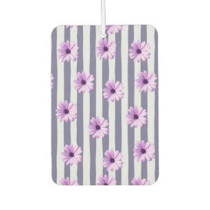 Désodorisant Pour Voiture motif rayé avec marguerites violettes