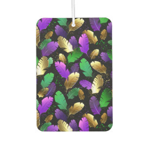 Désodorisant Pour Voiture Motif sans couture avec des plumes de Mardi Gras