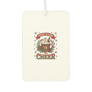Désodorisant Pour Voiture Mug en Vichy de Noël Joyeux Noël au Chocolat Chaud