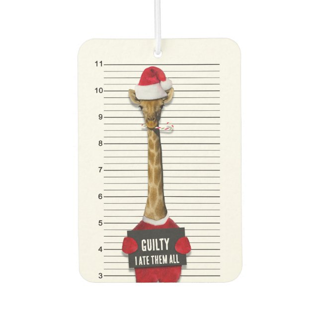 Désodorisant Pour Voiture Mugshot Guilty Giraffe Drôle Noël (Devant)