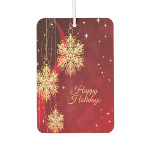 Désodorisant Pour Voiture Noël cadeau Red Golden Snowflakes Holiday