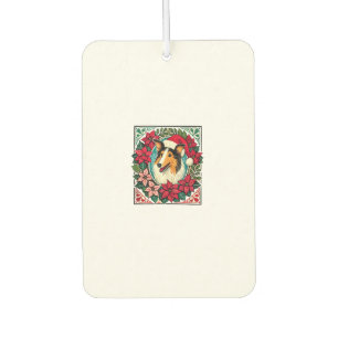 Désodorisant Pour Voiture Noël Collie Chien Illustration Yule Collies 1
