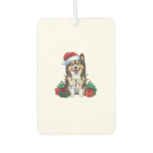 Désodorisant Pour Voiture Noël Éclairage Santa Hat Tamaskan Chien Noël