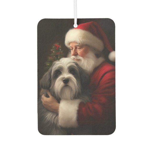 Désodorisant Pour Voiture Noël festif du Père Noël du Terrier tibétain (Devant)