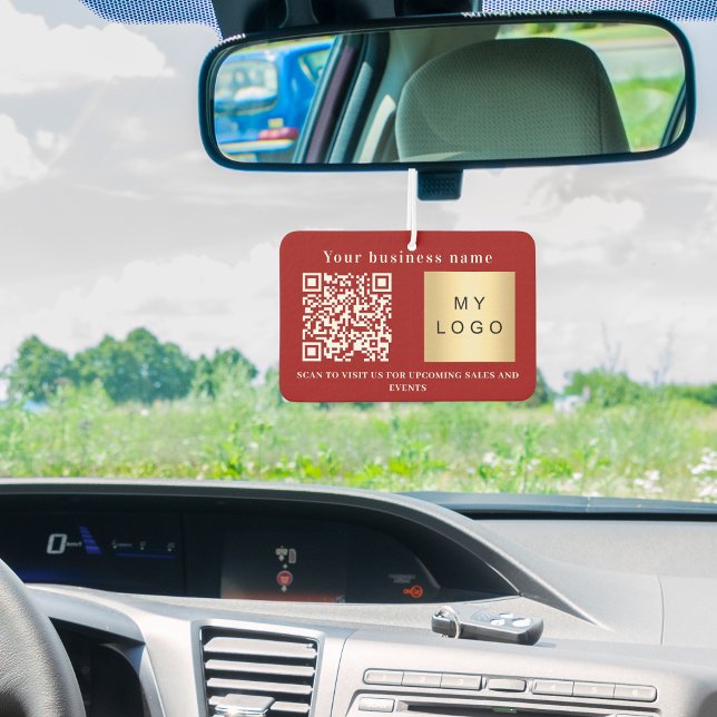 Désodorisant Pour Voiture Nom commercial logo rouge code qr (Créateur téléchargé)
