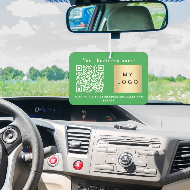 Désodorisant Pour Voiture Nom d'entreprise vert clair logo qr code (Créateur téléchargé)
