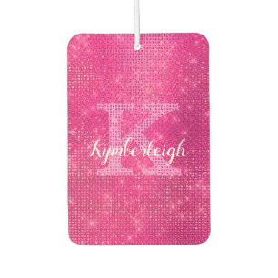 Désodorisant Pour Voiture Nom du monogramme Chic Hot Rose Glam Diamond