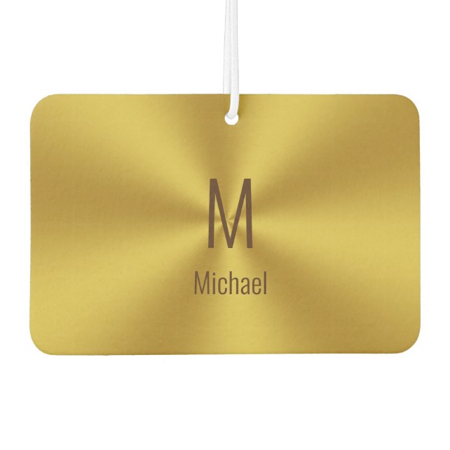Désodorisant Pour Voiture Nom et monogramme Faux Gold simple (Devant)