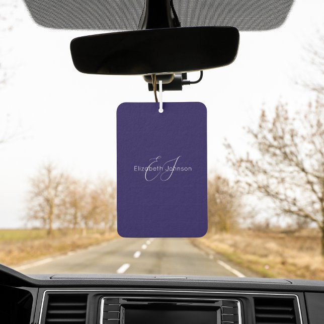 Désodorisant Pour Voiture nom minimaliste classique bleu et blanc customisé (Créateur téléchargé)