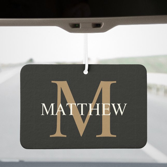 Désodorisant Pour Voiture Nom personnalisé Monogramme noir (Créateur téléchargé)