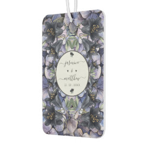Désodorisant Pour Voiture Noms de Couple de Mariage Floral Noir Humeur Class