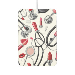 Désodorisant Pour Voiture Nurse Glam – Stethoscope & Lipstick Pattern