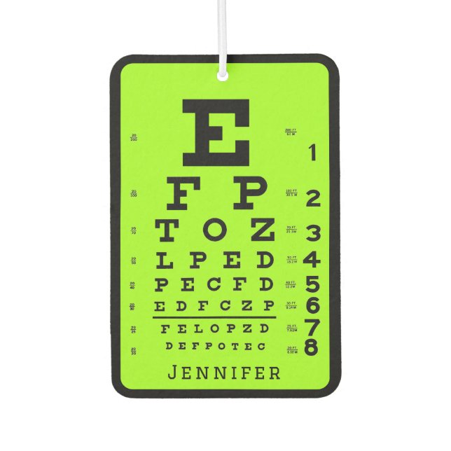 Désodorisant Pour Voiture Ophtalmologie Organigramme vert et noir (Devant)