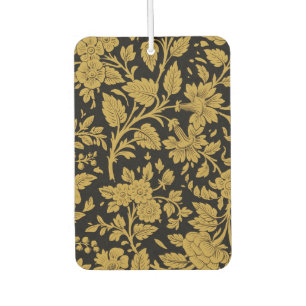 Désodorisant Pour Voiture Ornement floral indien en laque noire et or antiqu